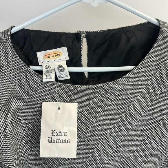 NWT Talbots Woman 100% Pure Wool Houndstooth Quarter Length Sleeves Dress Sz 12W - Picture 2 of 5